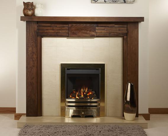 Image showing the Linear block with beige quartz tileset fire