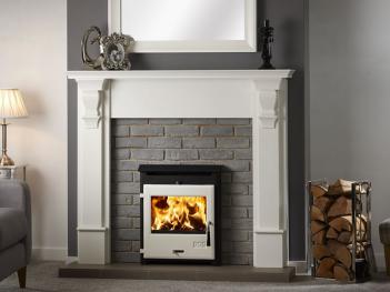 Image showing the Imperial (white with rustic grey tile set) fire