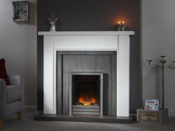 Image showing the Tweed (white with grey Madison slipped tile set) fire