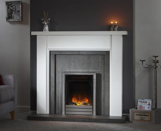 Image showing the Tweed (white with grey Madison slipped tile set) fire